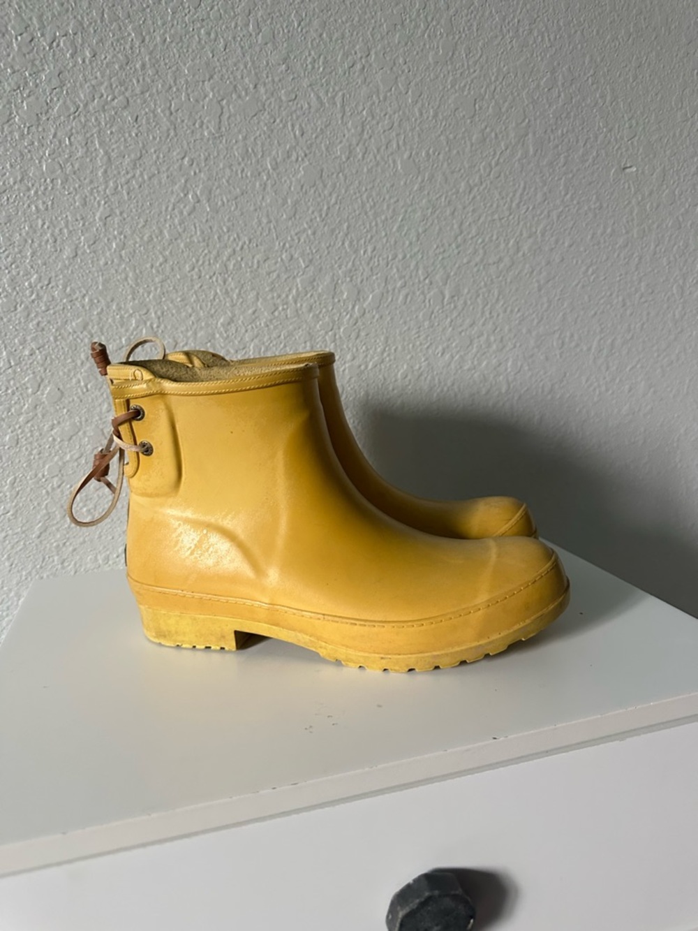 Sperry // Women’s Yellow Waterproof Rain Booties w/ leather tie